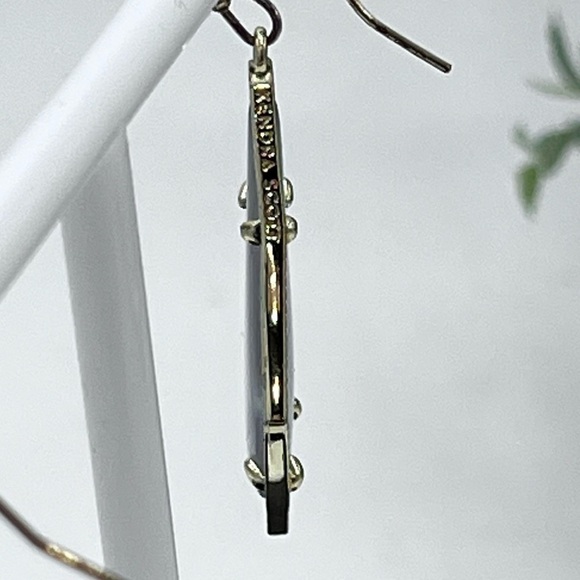 Kendra Scott Alex Slate Cat’s Eye 14K Gold Plated French Wire Earrings - Picture 12 of 12